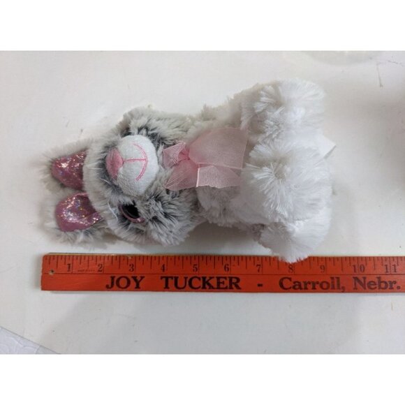 Tom's toy bunny rabbit plush toy stuffed animal glitter ears eyes gray white 8" - Picture 10 of 10